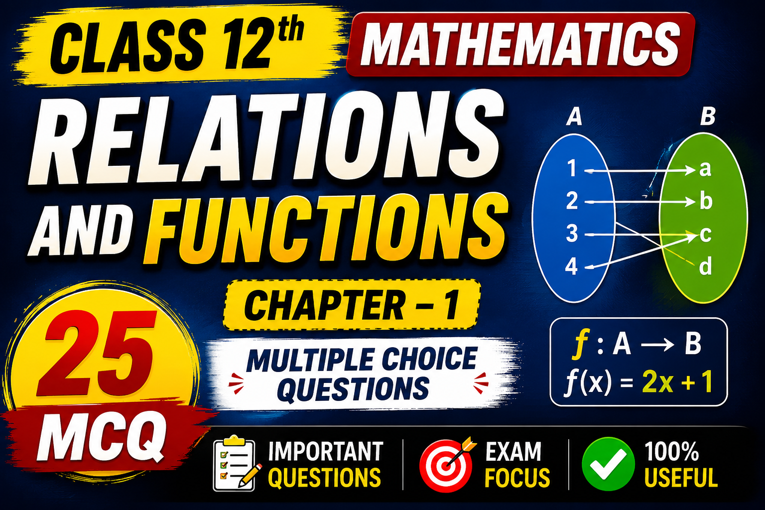Class 12 Mathematics – Relations and Functions Test#1